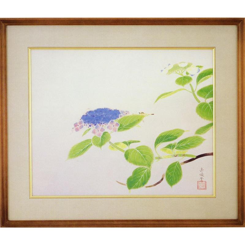 中村岳陵　絵画　八仙花　　【複製】【美術印刷】【巨匠】【変型特寸】