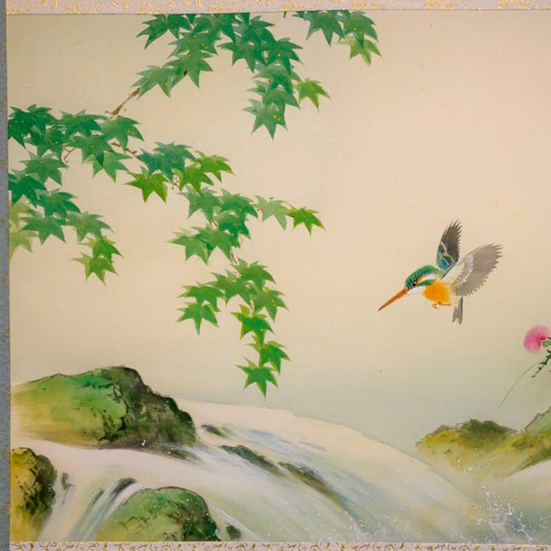 掛軸 掛け軸 小林立堂「カワセミ」壁飾り 部屋飾り 壁掛け 和室