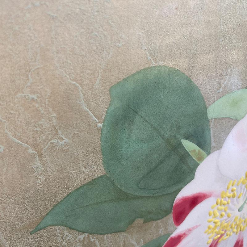 掛け軸　「椿小鳥」　設色花鳥画　書斎飾り 掛け軸 「椿小鳥」 設色花鳥画 書斎飾り