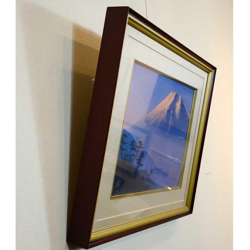 絵画 日本画 松尾方丈「富士」額入り F6 日本の名画 壁飾り 部屋飾り 和風 富士山 真筆 背景 インテリア雑貨 壁掛け アートパネル 和室 リビング 玄関 1点ものの画像