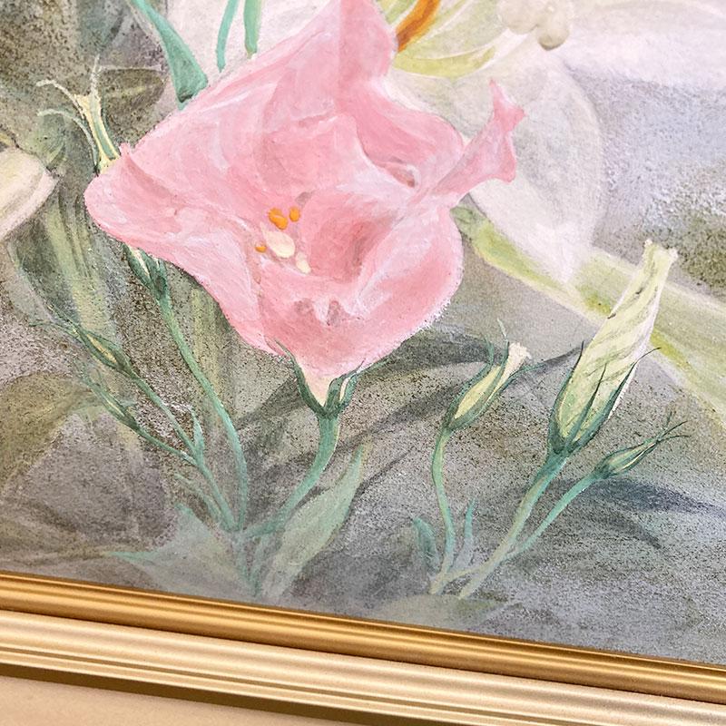 絵画 日本画 那須勝哉「白百合-夏の頃-」額入り F10 日本の名画 壁飾り
