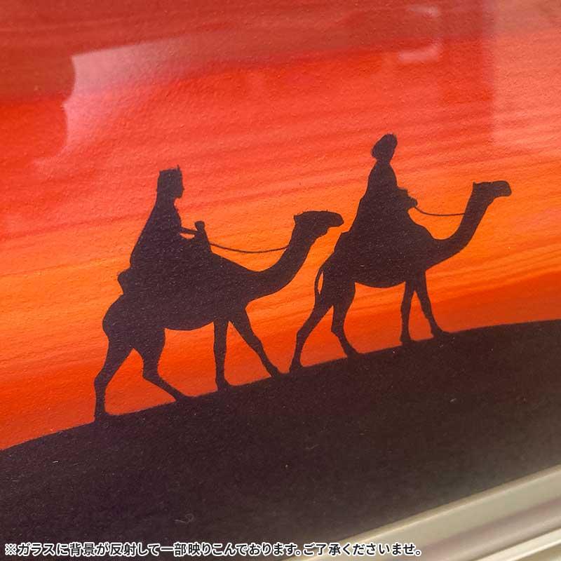 絵画 油彩 鎮西直秀「光彩の譜、月の砂漠」額入り F12 真筆 油絵 風景