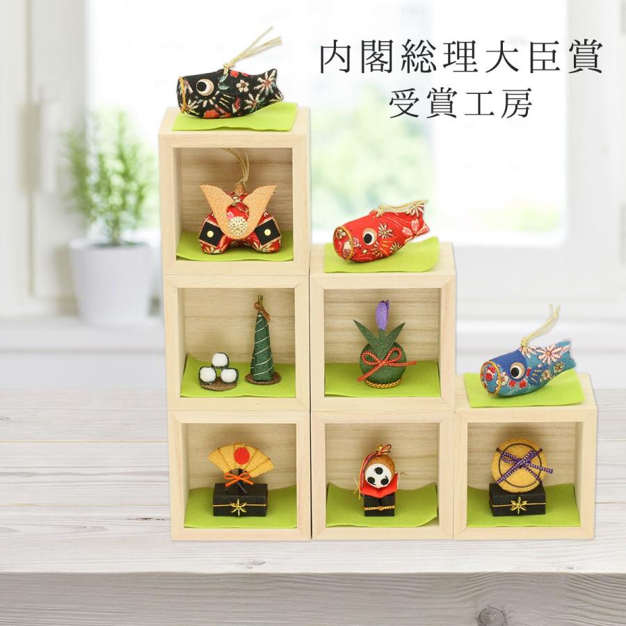 五月人形 コンパクト おしゃれ ちりめん ミニ 5月人形 兜 兜飾りリュウコドウ 龍虎堂 箱段お飾りセット 高価値