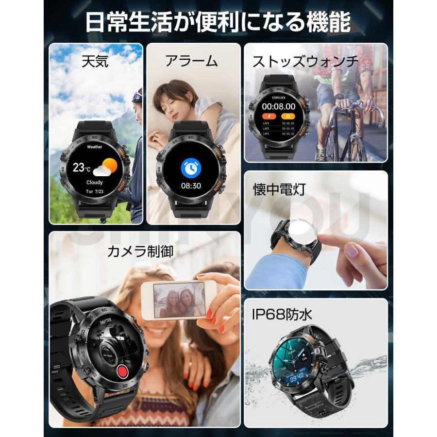 【当日発送】スマートウォッチ 通話機能 日本製センサー 血圧測定 Bluetooth5.2 IP68防水 Line 丸型 活動量計 腕時計 敬老の日 プレゼント iPhone/Android対応｜kaki-store｜12