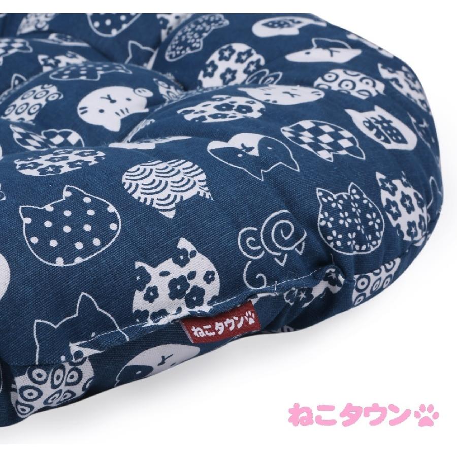 猫柄グッズ 円形クッション 猫クッション 丸型 ネコ 座布団 紺 猫柄グッズ 円形クッション 猫クッション 丸型 ネコ 座布団 紺