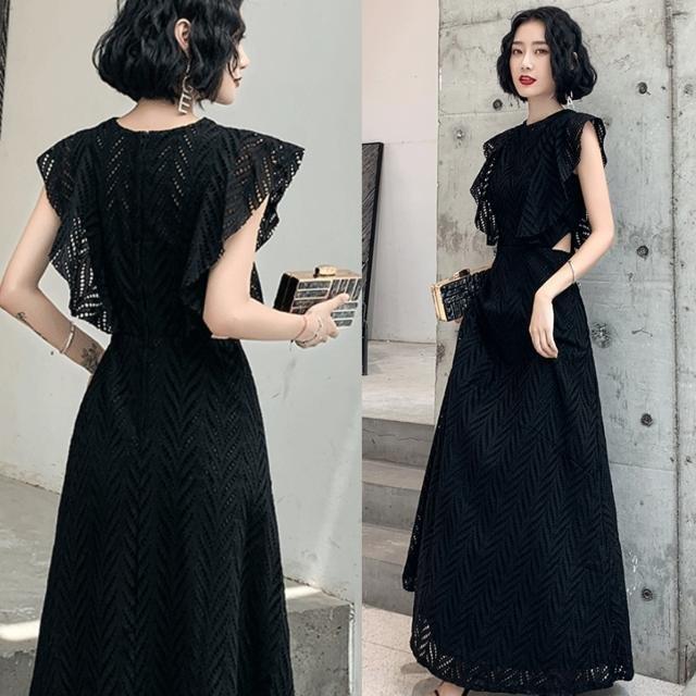 おしゃれパーティードレス ロング 黒 半袖 かっこいい 結婚式 お呼ばれ ドレス ロングドレス 演奏会 発表会 大きいサイズ フォーマル ワンピース レース Cj3b1e4 Kakin 通販 Yahoo ショッピング