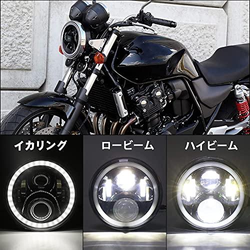 MOVOTOR ホンダバイクCB1300７インチLEDヘッドライト ホーネット250対応 DRL機能 イカリング付き Hi/Loビーム ブラック 1個｜kakinokidou｜04