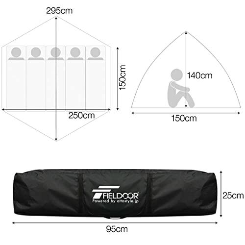 FIELDOOR ワンタッチテント 5人用ヘキサゴンタイプ 幅305cm×奥行240cm×高さ145cm  カーキ   紐を引くだけの簡単設営！｜kakinokidou｜08