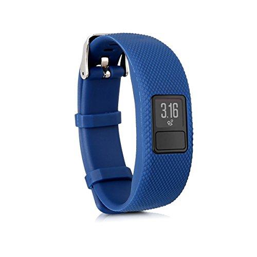 kwmobile 2x 対応: Garmin Vivofit 4 バンド - 交換ベルト シリコンバンド ソフト TPU 耐久性 - 黒色/紺色｜kakinokidou｜04