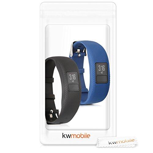 kwmobile 2x 対応: Garmin Vivofit 4 バンド - 交換ベルト シリコンバンド ソフト TPU 耐久性 - 黒色/紺色｜kakinokidou｜07