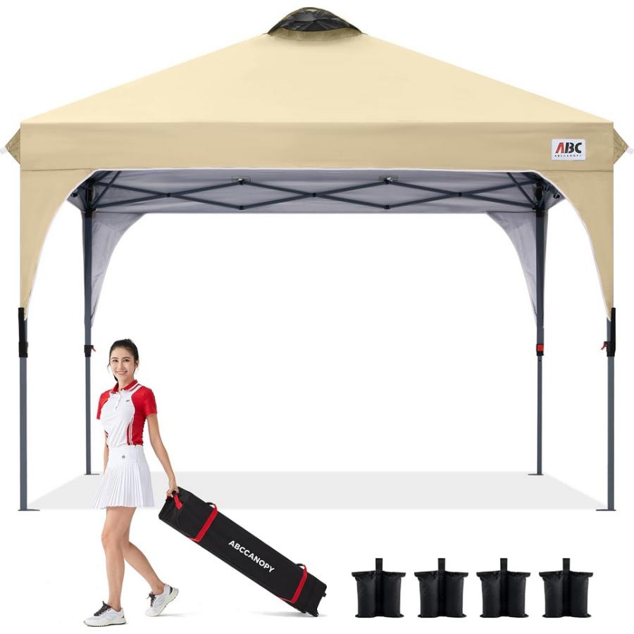 ABCCANOPY ワンタッチタープテント 2m×2m ホワイト ABCCANOPY タープテント ワンタッチ 3段階調節 ベンチレーション 天井