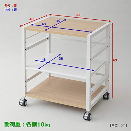 山善   デスク サイドワゴン 幅53×奥行40×高さ63cm A4対応 キャスター付き 天板・棚板高さ調節可能 組立品 ココアブラウン NNGS-3R CCB/BK｜kakinokidou｜10