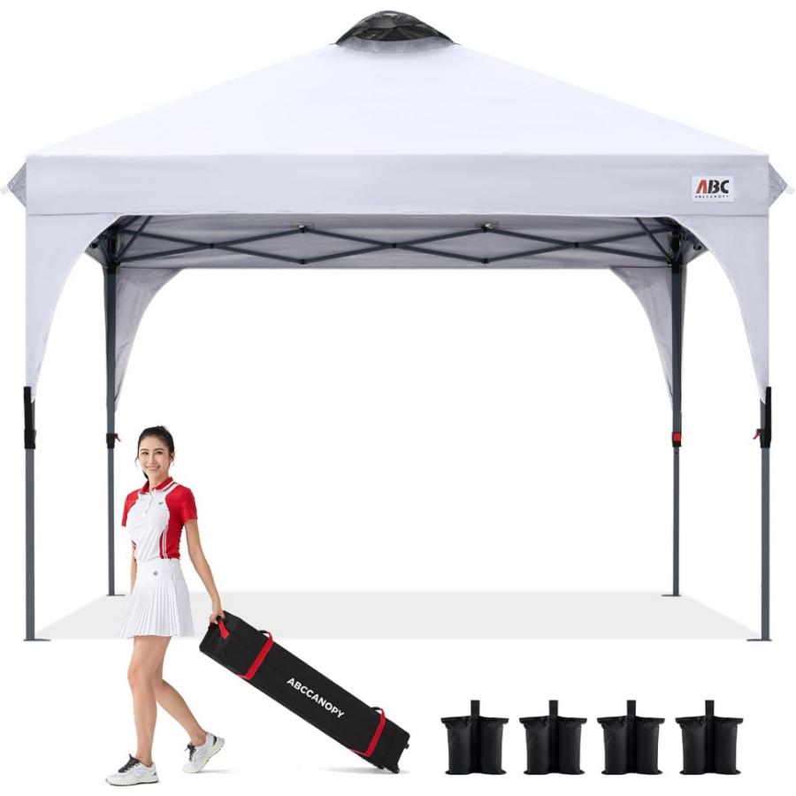 ABCCANOPY ワンタッチタープテント 2m×2m ホワイト ABCCANOPY タープテント ワンタッチ 3段階調節 ベンチレーション 天井