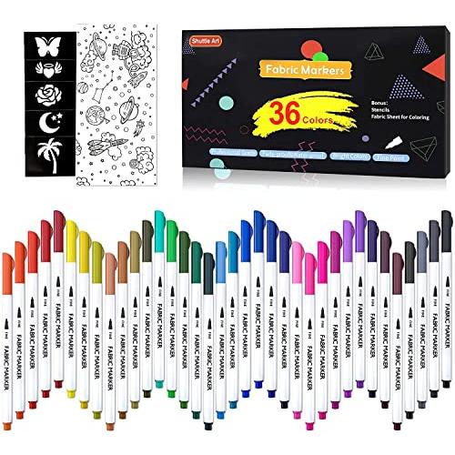 Shuttle Art 布用ペン 36色セット ファブリックマーカー 布に書けるペン 水性 速乾 耐水 耐久 ウォッシャブル 洗っ｜kakinokidou｜02