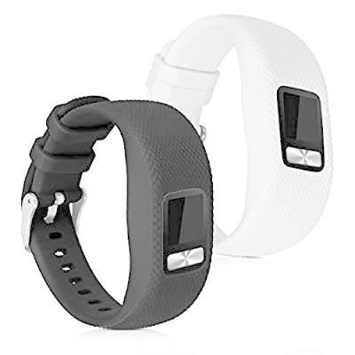 kwmobile 対応: Garmin Vivofit 4 交換 アームバンド - 2x TPU シリコン バンド Sサイズ 白色/黒色｜kakinokidou