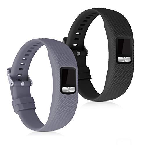 2x 対応: Garmin Vivofit 4 バンド - 交換ベルト シリコンバンド ソフト TPU 耐久性 - グレー/黒色｜kakinokidou｜02