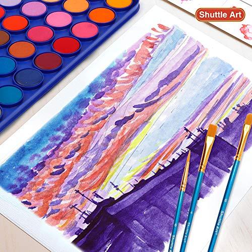 Shuttle Art 固形水彩 絵の具 36色セット 固体水彩 透明 鮮やか パレット プチカラー ブラシと画用紙付き 発色 着色｜kakinokidou｜06