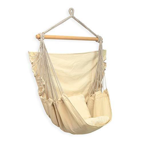 ハンギングチェア 吊り下げ式 ハンモックチェア キャンプ ロープチェア 手編み 帆布 ガーデンチェア 大人＆子?