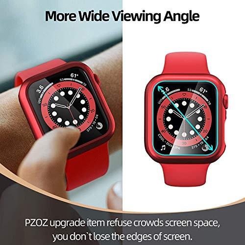 PZOZ Apple Watch 6/SE/5/4 ケース 保護フィルム アップルウォッチ6 カバー 全面保護 耐衝撃 PC アクセサリー 対応  40mm, レッド｜kakinokidou｜07