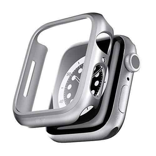 PZOZ Apple Watch 6/SE/5/4 ケース 保護フィルム アップルウォッチ6 カバー 全面保護 耐衝撃 PC アクセサリー 対応  44mm, シルバー｜kakinokidou｜02