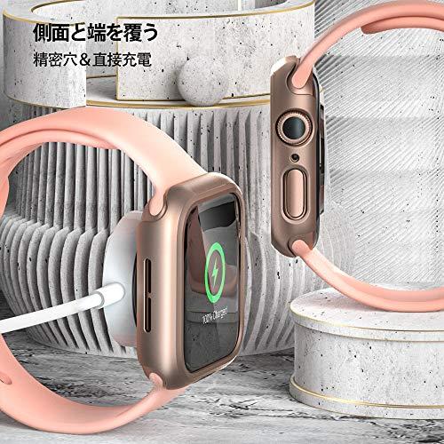 PZOZ Apple Watch 6/SE/5/4 ケース 保護フィルム アップルウォッチ6 カバー 全面保護 耐衝撃 PC アクセサリー 対応  44mm, ローズゴールド｜kakinokidou｜06