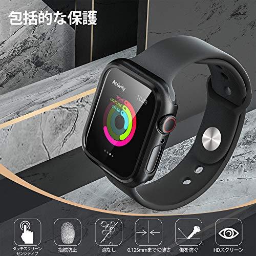 PZOZ Apple Watch 6/SE/5/4 ケース 保護フィルム アップルウォッチ6 カバー 全面保護 耐衝撃 PC アクセサリー 対応  44mm, ブラック｜kakinokidou｜04