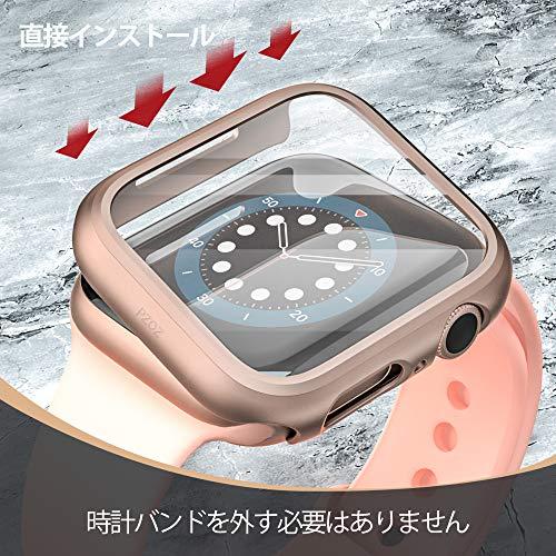 PZOZ Apple Watch 6/SE/5/4 ケース 保護フィルム アップルウォッチ6 カバー 全面保護 耐衝撃 PC アクセサリー 対応  40mm, ローズゴールド｜kakinokidou｜05