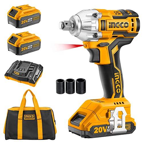 INGCO 電動インパクトレンチ 20V 充電式 コードレス 正逆転両用 2段  