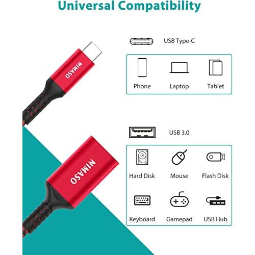 NIMASO USB C 変換 アダプタ  Type C - USB 3.0 メス  20CM OTG ケーブル タイプC 変換コネクター  1本入り, レッド｜kakinokidou｜08