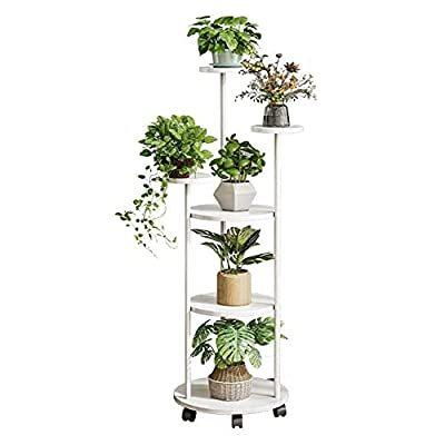 フラワースタンド キャスター付 花台スタンド 6段式 園芸ラック コンパクト ガーデンラック スチール ブレーキ