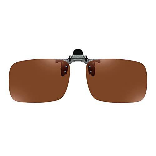 クリップオン サングラス 跳ね上げ式 偏光レンズ アンチグレア UV 保護 運転 メガネの上からかけるサングラス  茶褐色, 59*42mm｜kakinokidou｜02