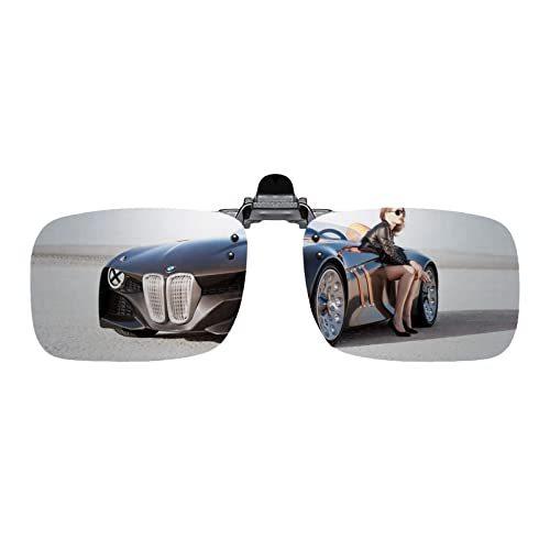 クリップオン サングラス 跳ね上げ式 偏光レンズ アンチグレア UV 保護 運転 メガネの上からかけるサングラス  シルバー, 59*42｜kakinokidou