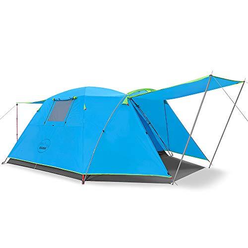 KAZOO 2/4人用 キャンプテント アウトドア 防水 ファミリー 大型テント 2/4人用 簡単設営テント ポーチ付き 二層構造  4P ブルー｜kakinokidou｜02