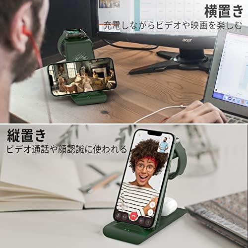 HATALKIN 3in1 ワイヤレス充電器 Compatible with iPhone 14/13/12/11/Pro Max Apple watch ultra/series 8/se2/7 充電器 AirPods 3/Pro2/2 Qi対?｜kakinokidou｜06