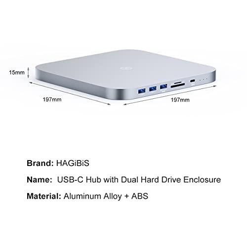 Hagibis USB-C ハブ、デュアル ハード ドライブ エンクロージャ、Type-C ドッキング ステーション、Mac Mini M2、Mac Studi｜kakinokidou｜07