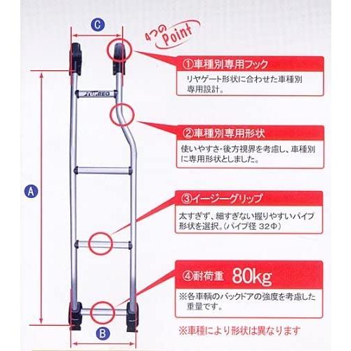 ハイエース 200系 H200 標準幅 標準ルーフ車専用 リアラダー 軽量 高耐久性タイプ  年式:H16.8〜｜kakinokidou｜03