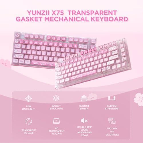 YUNZII X75 ホットスワップメカニカルキーボード 透明なキーキャップ ガスケット装着75キーボード RGBバックライ?｜kakinokidou｜03