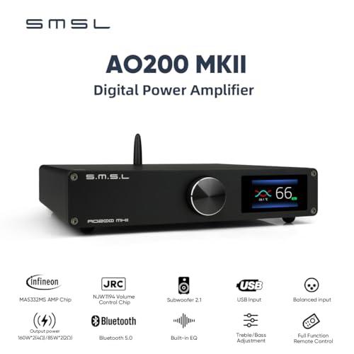 SMSL AO200MKII デジタルパワーアンプ MA5332MSアンプチップ 160W x 160W Bluetooth 5.0/USB/RCA/XLR入力 2.1 チャンネル サブウー｜kakinokidou｜10