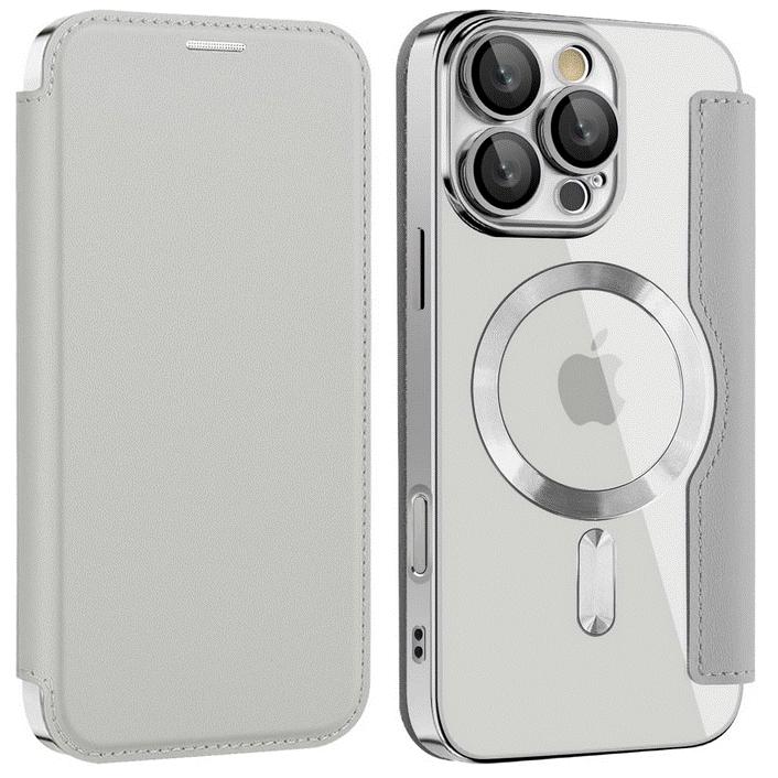 互換品 iPhone 16 Pro 用 ケース 手帳型 Magsafe対応 クリア 背面 透明