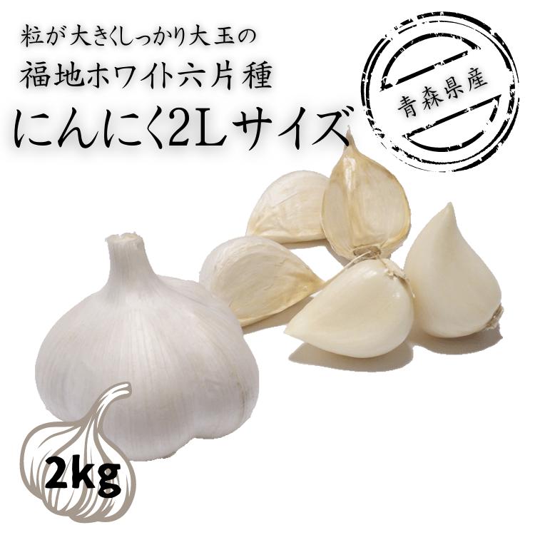 にんにく 福地ホワイト六片 青森県産 A品 2Lサイズ 2kg 送料無料 