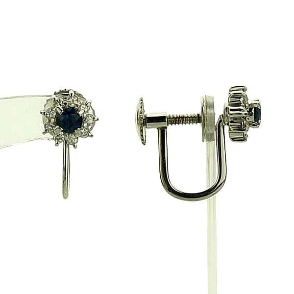 限定1点】 Pt900プラチナ サファイア ダイヤモンド イヤリング 日本製 