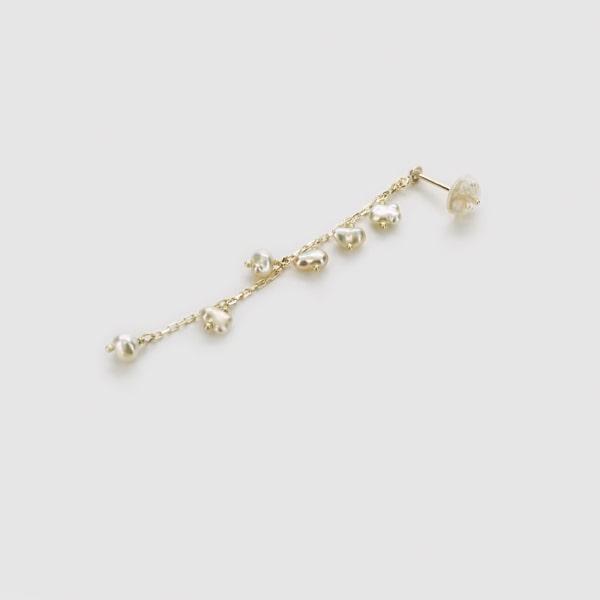 限定1点】 キャスミン K18 イエローゴールド パール スタッドピアス 