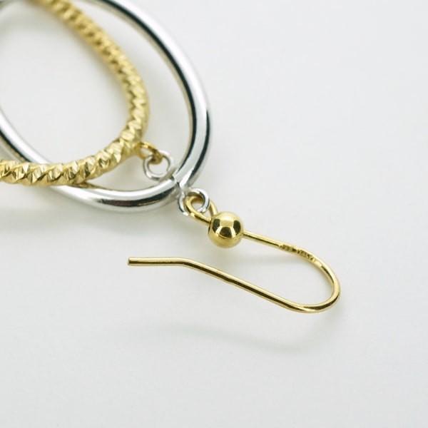 【限定1点】 K18 イエロー・ホワイトゴールド フックピアス イタリア製 【LGPI11C01】の画像