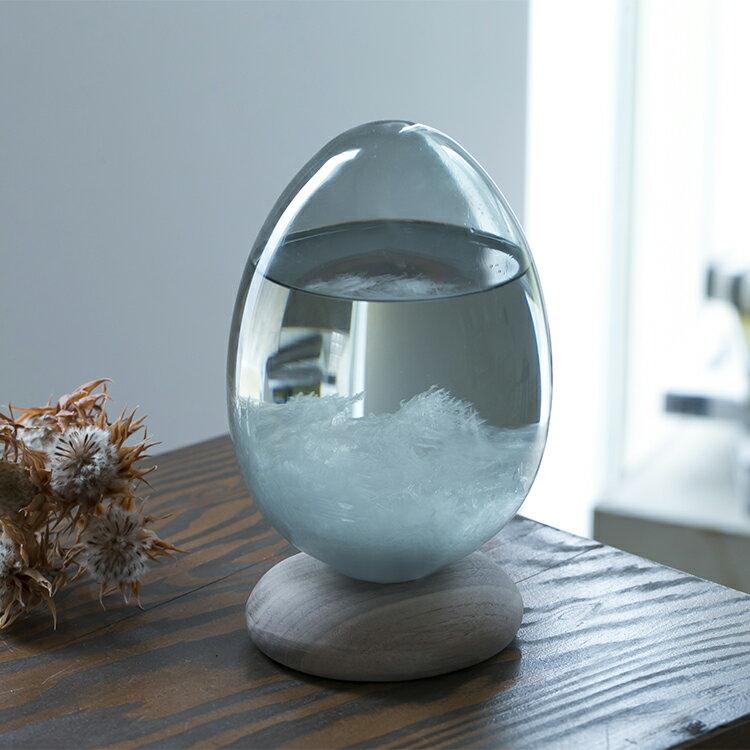 Doum ドーム　クリスタル　ガラス　蝶の装飾付き置時計 卵型 100percent ストームグラス オブジェ 気象計 卵型 たまご 透明