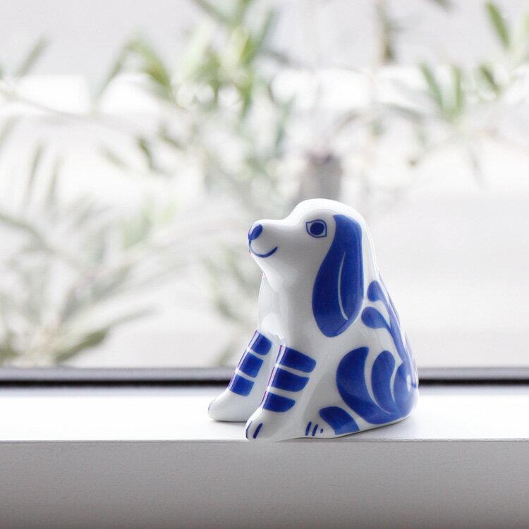 リサラーソン　陶器の犬の置物 Lisa Larson リサ・ラーソン 磁器 とりをみるいぬ 犬 戌 置物 犬の置物