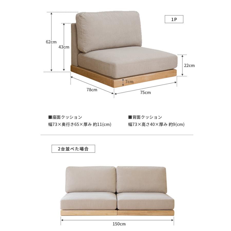 ソファ 2人掛け 1Pソファ 2個セット ベージュ ソファー