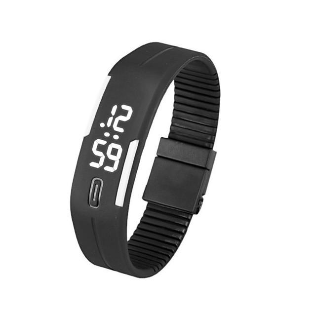 LED【６ヶ月保証】メンズ 腕時計 レディース ウオッチ　スポーツ腕時計 シリコンウォッチ ランニング　バングル・ブレスレット デジタル  ソフトW-LB01-bk