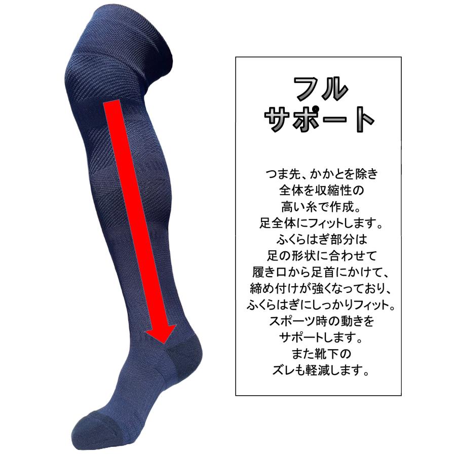 日本製 多機能 サッカー ソックス 膝上丈 1足 2サイズ 23-25cm 25-27cm