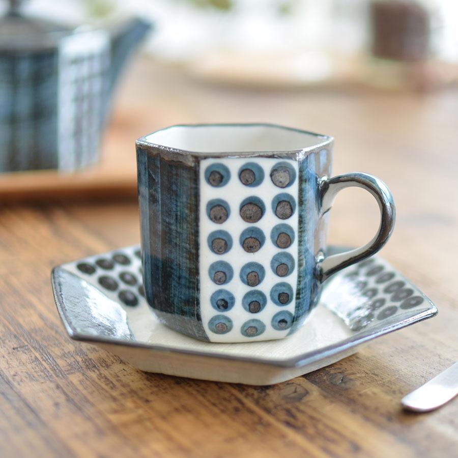 カップ＆ソーサー【六角あられ】コーヒーカップ おしゃれ 北欧 ドット