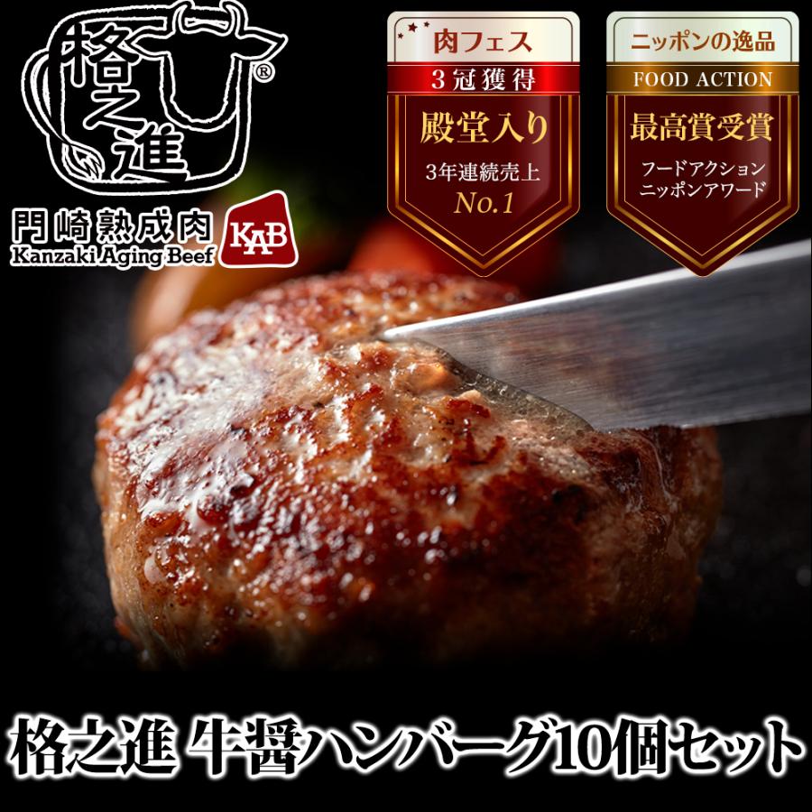 格之進 牛醤 ハンバーグ 10個セット ギフト 冷凍 送料無料 無添加 国産牛 白金豚